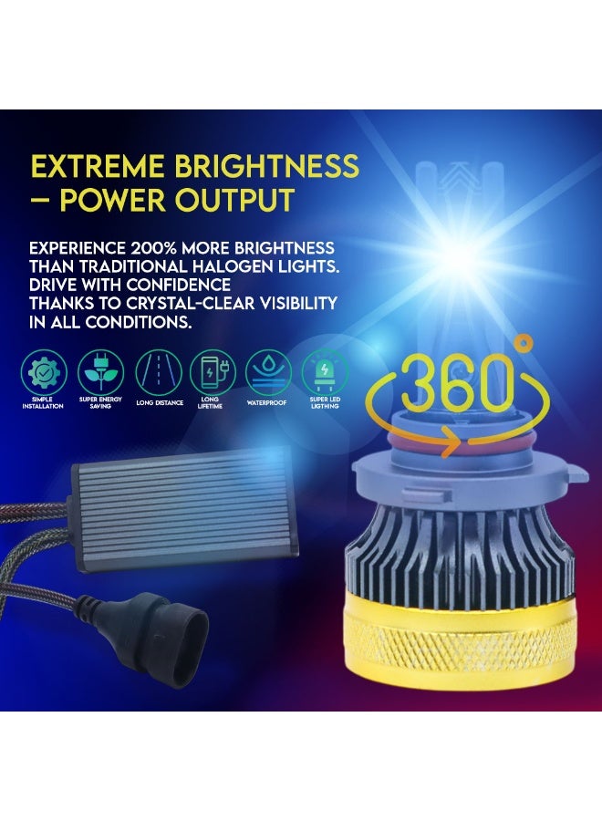 طقم لمبات ليد أمامية عالية القوة 360 درجة ZDT (قطعتين) – 9006 | 120 واط | شعاع أحادي | 6000 كلفن مع درايفر | ضمان دولي لمدة 6 أشهر - Image 5